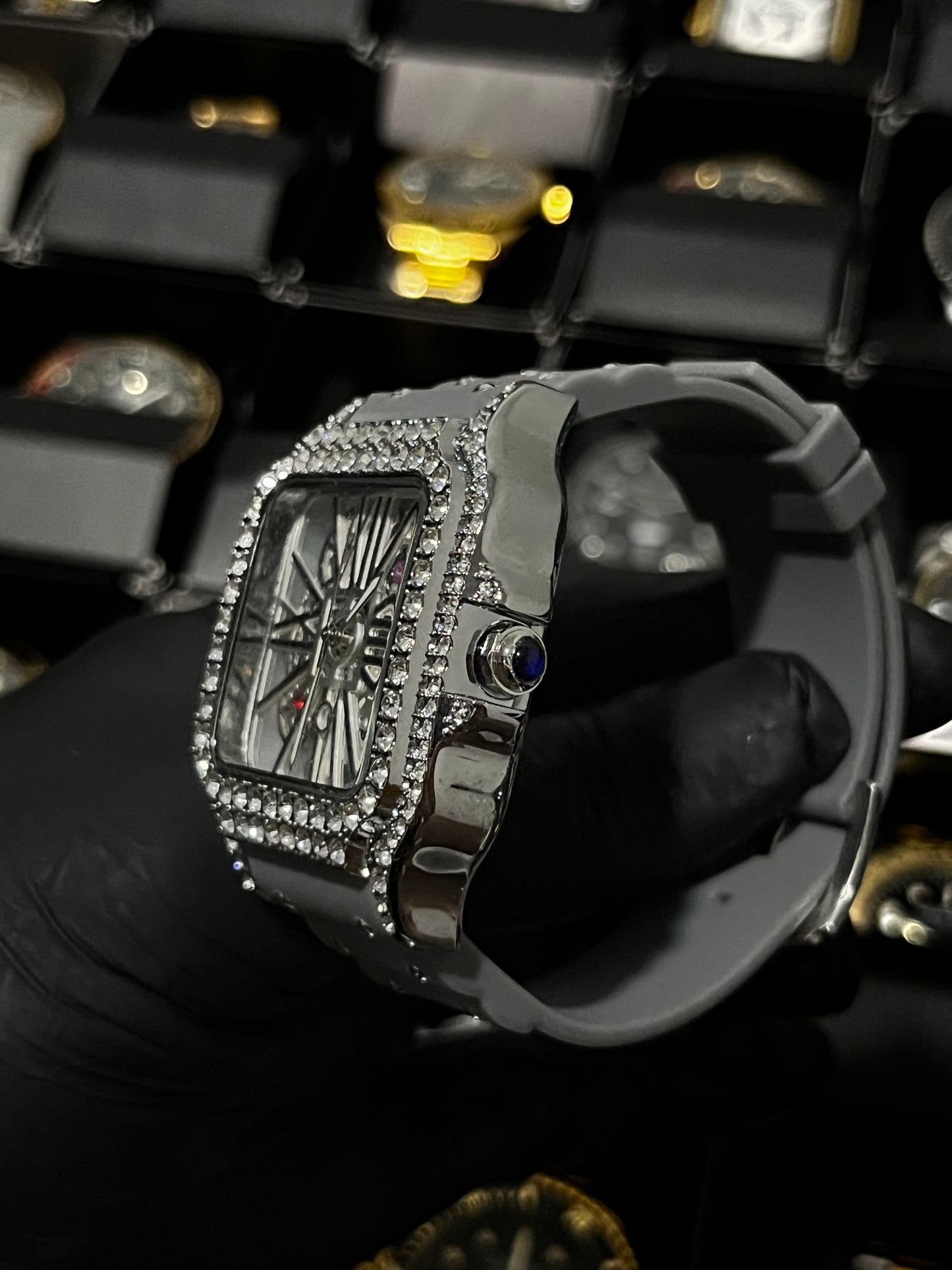 CRTR CUBANO GOMA GRIS BISEL PLATEADO TABLERO PLATEADO