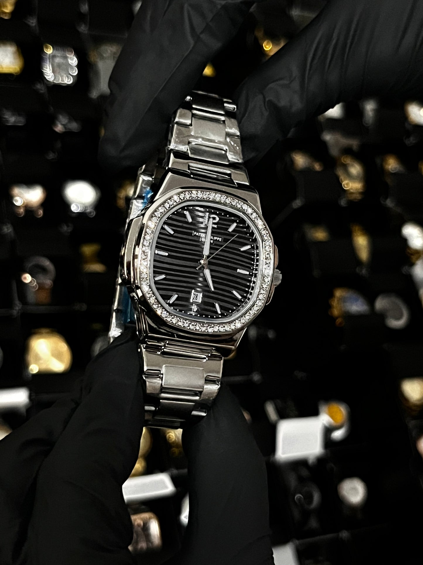 PTK METAL / CABALLERO / BISEL CUBANO / PLATEADO FONDO NEGRO