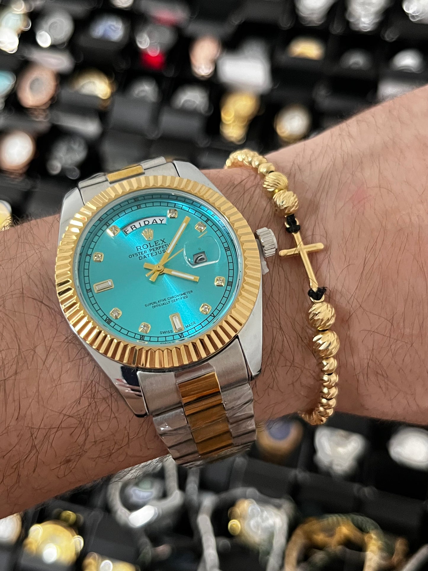 RX DTJST DD  / BISEL RELIEVE / BICOLOR FONDO AZUL CLARO