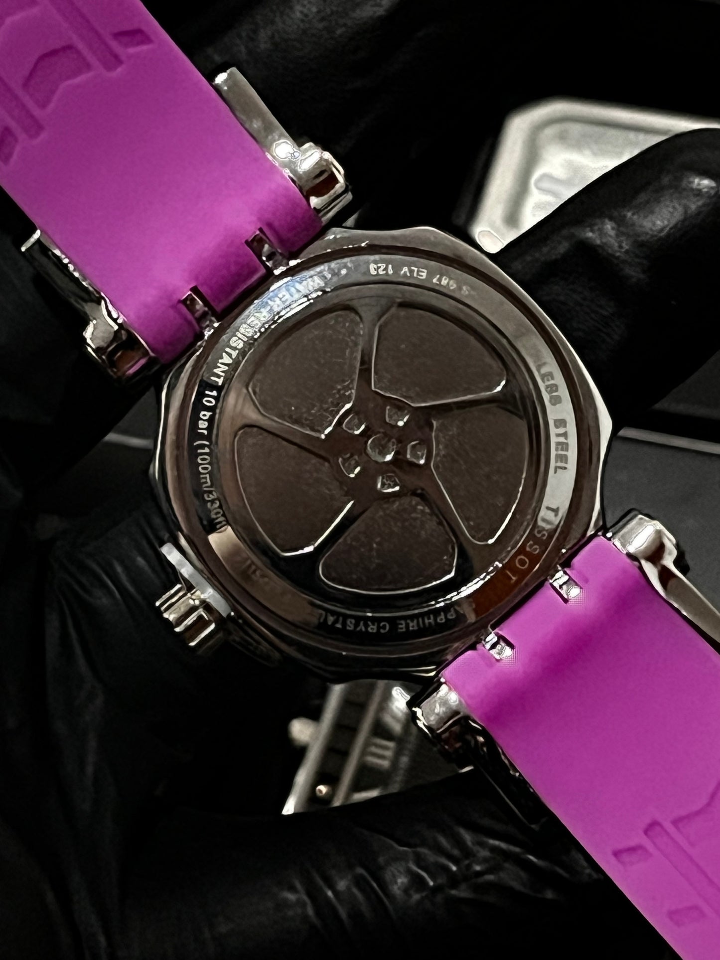 TSST DAMA GOMA ROSADO TABLERO PLATEADO BISEL PLATEADO