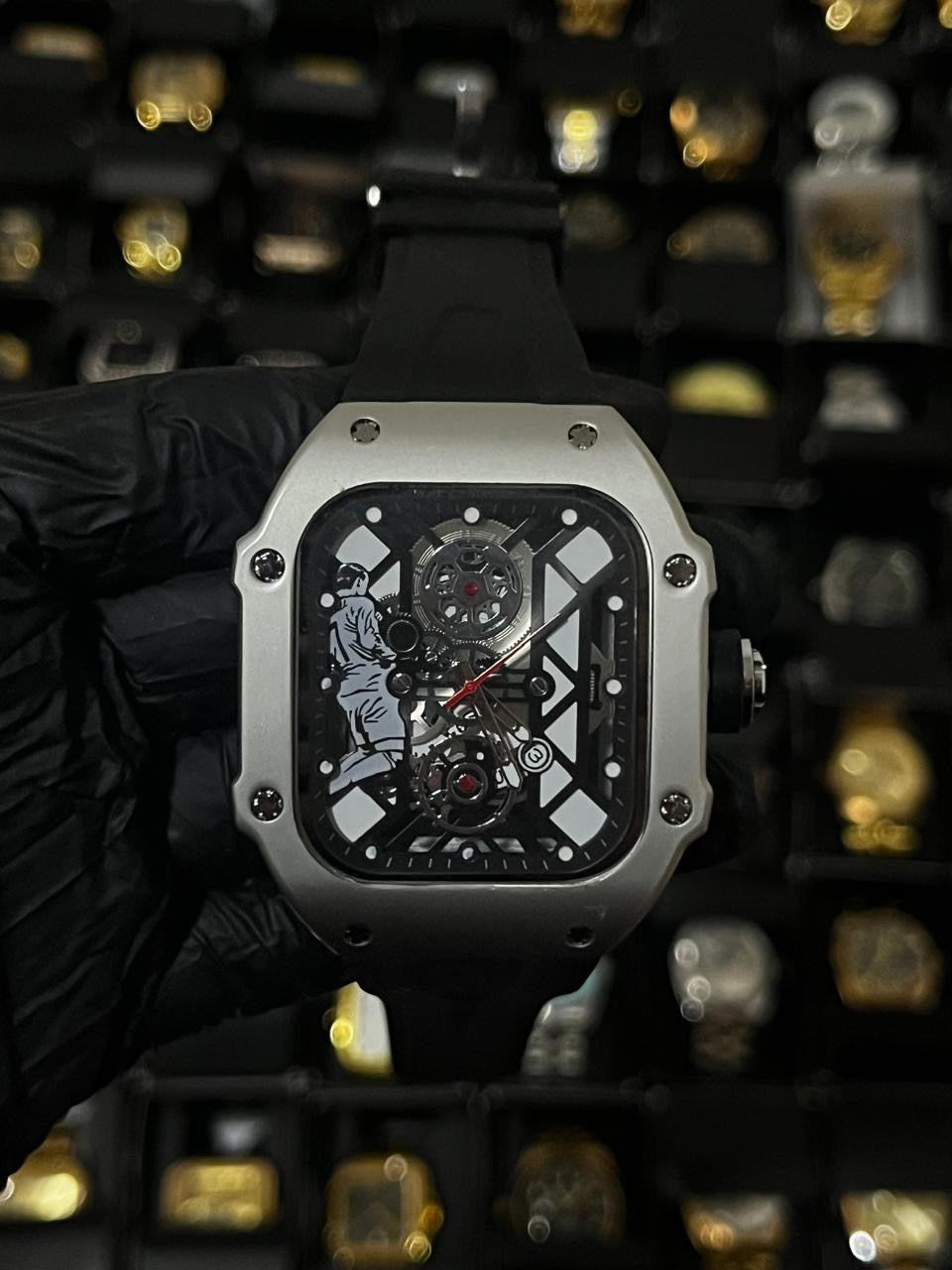 R MILL / CR / PLATEADO PULSO NEGRO