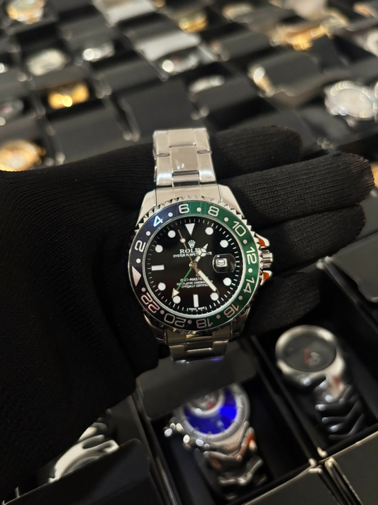 Rx gm2 plateado bisel negro verde fondo negro
