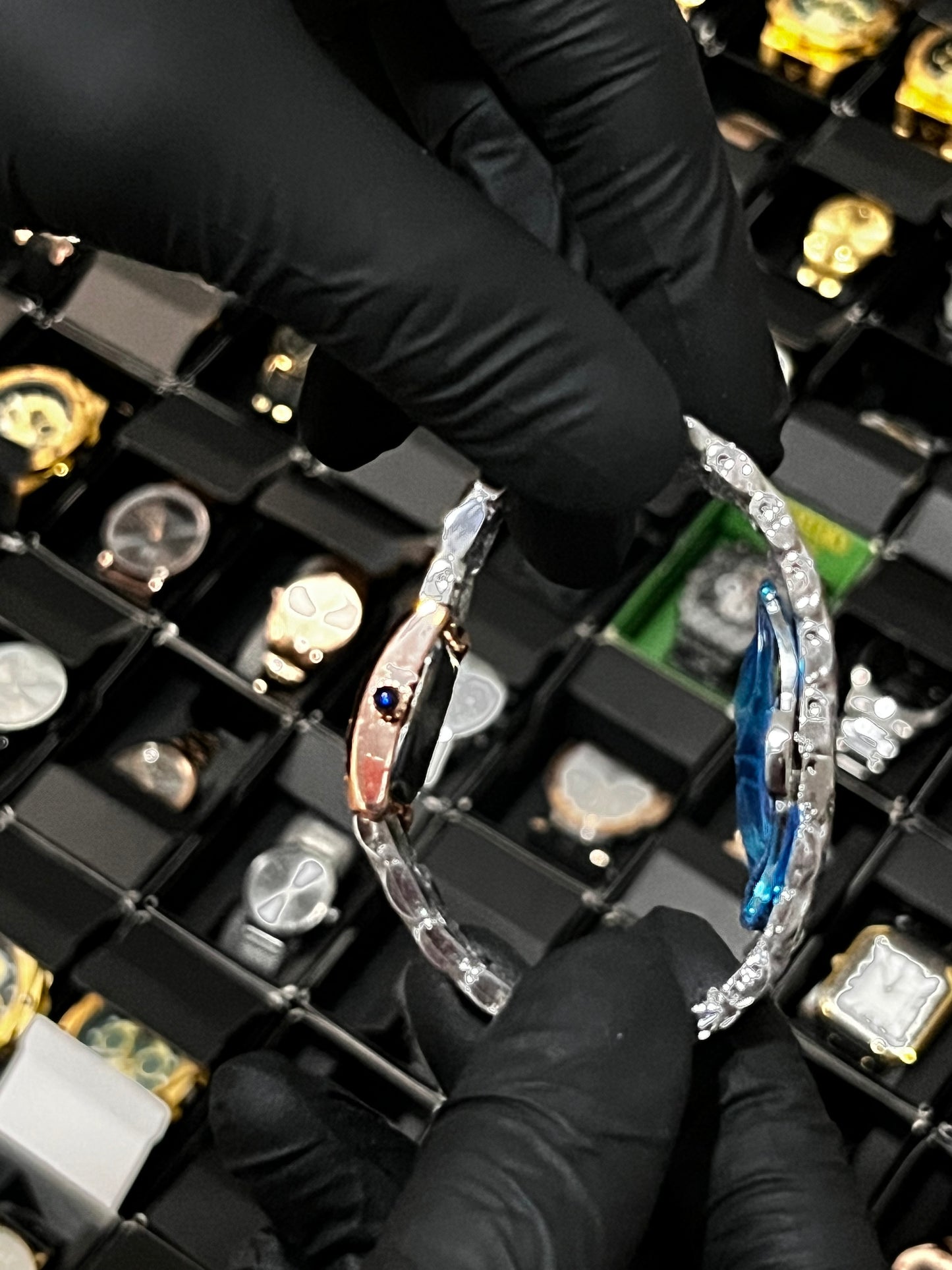 CRTR DAMA ACERO/TRENZADO/BICOLOR TABLERO/NEGRO BISEL/PALO ROSA