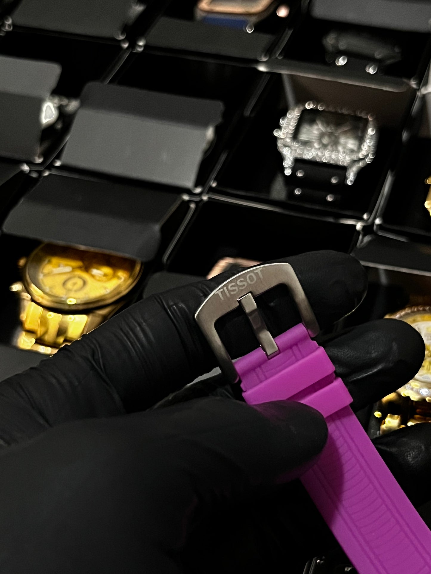 TSST DAMA GOMA ROSADO TABLERO PLATEADO BISEL PLATEADO