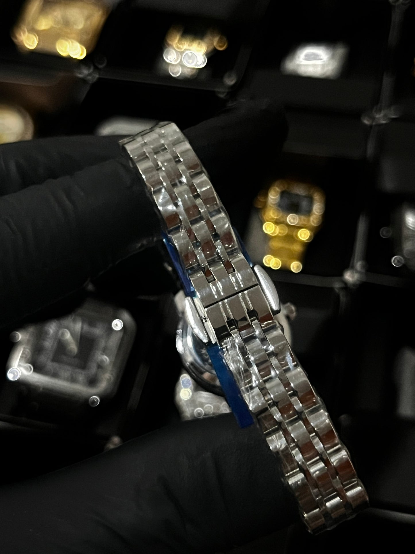 TSST DAMA ACERO PLATEADO TABLERO AZUL CLARO BISEL PLATEADO