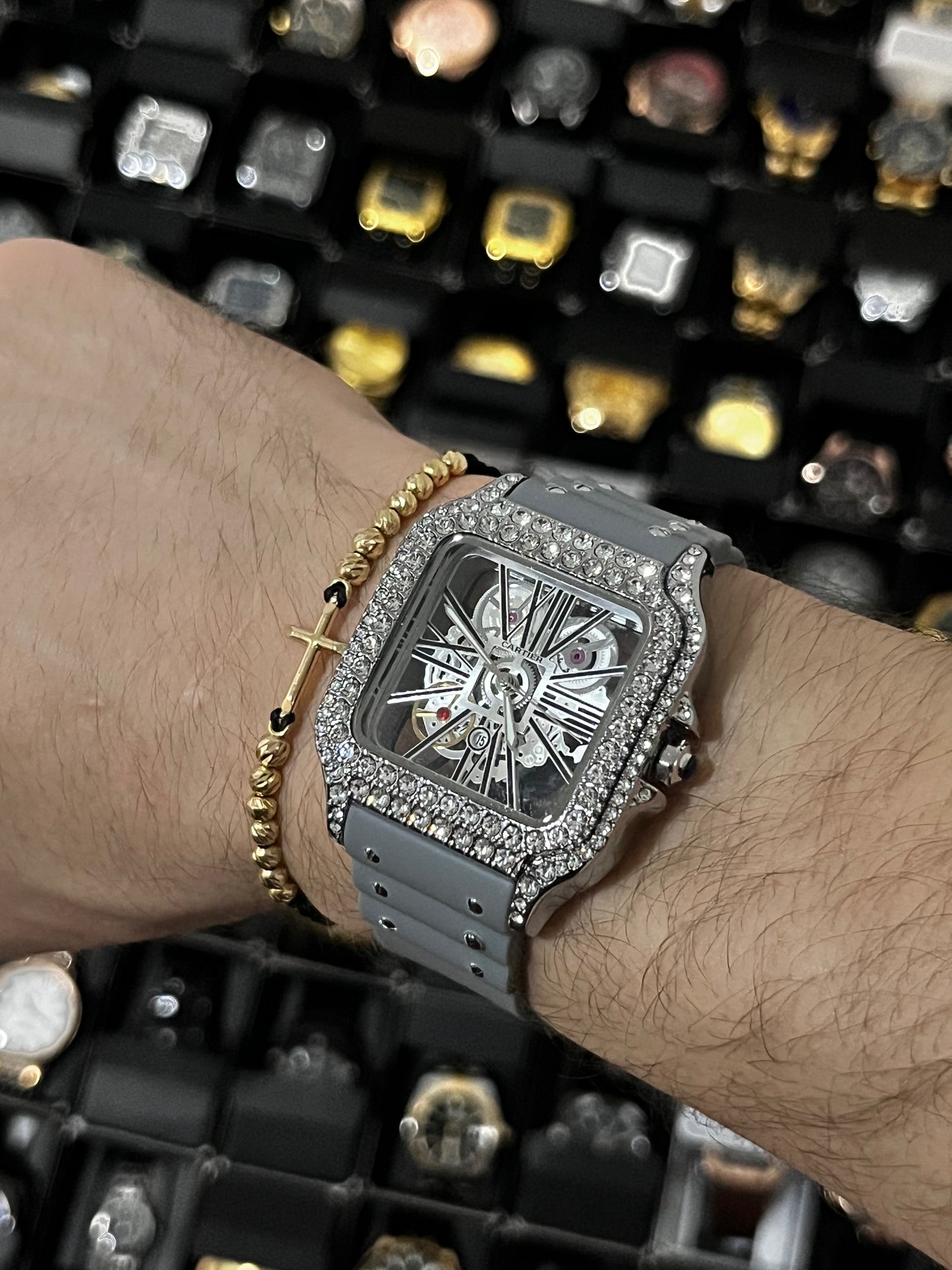 CRTR CUBANO GOMA GRIS BISEL PLATEADO TABLERO PLATEADO