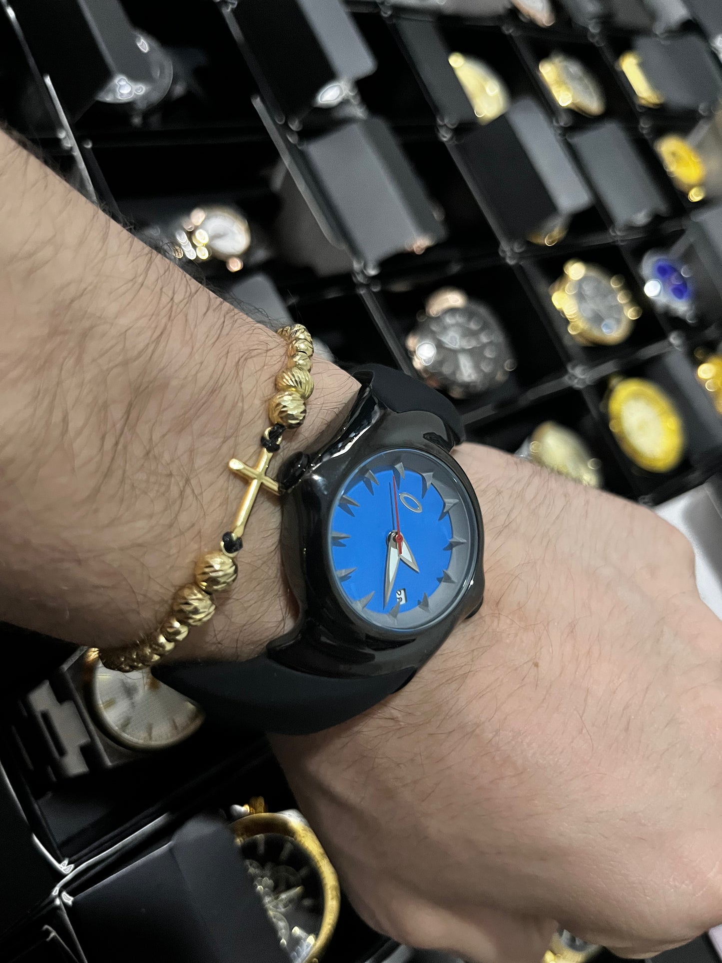 OAK GOMA/NEGRO TABLERO AZUL BISEL NEGRO