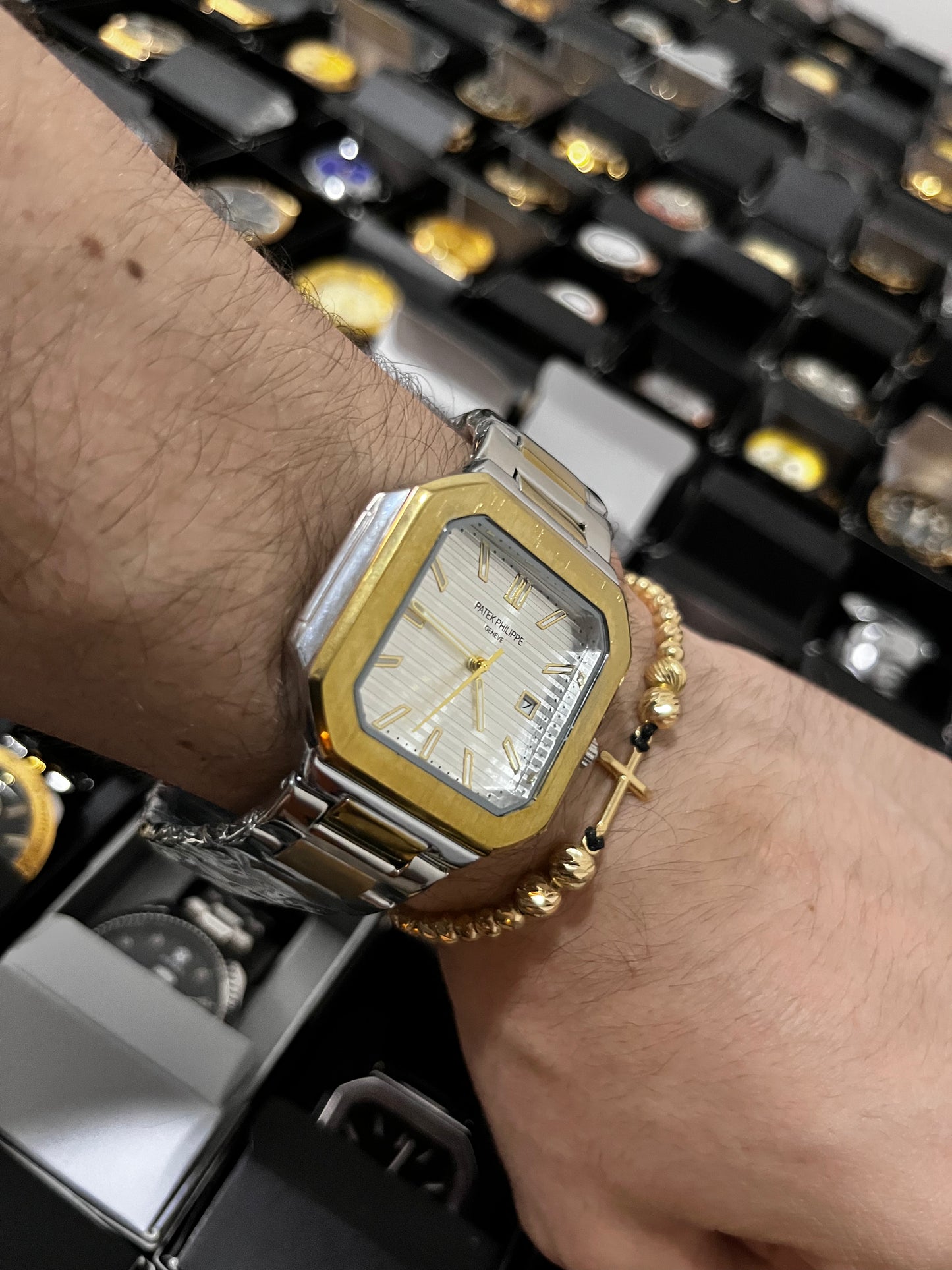 PTK ACERO/BICOLOR TABLERO PLATEADO BISEL DORADO