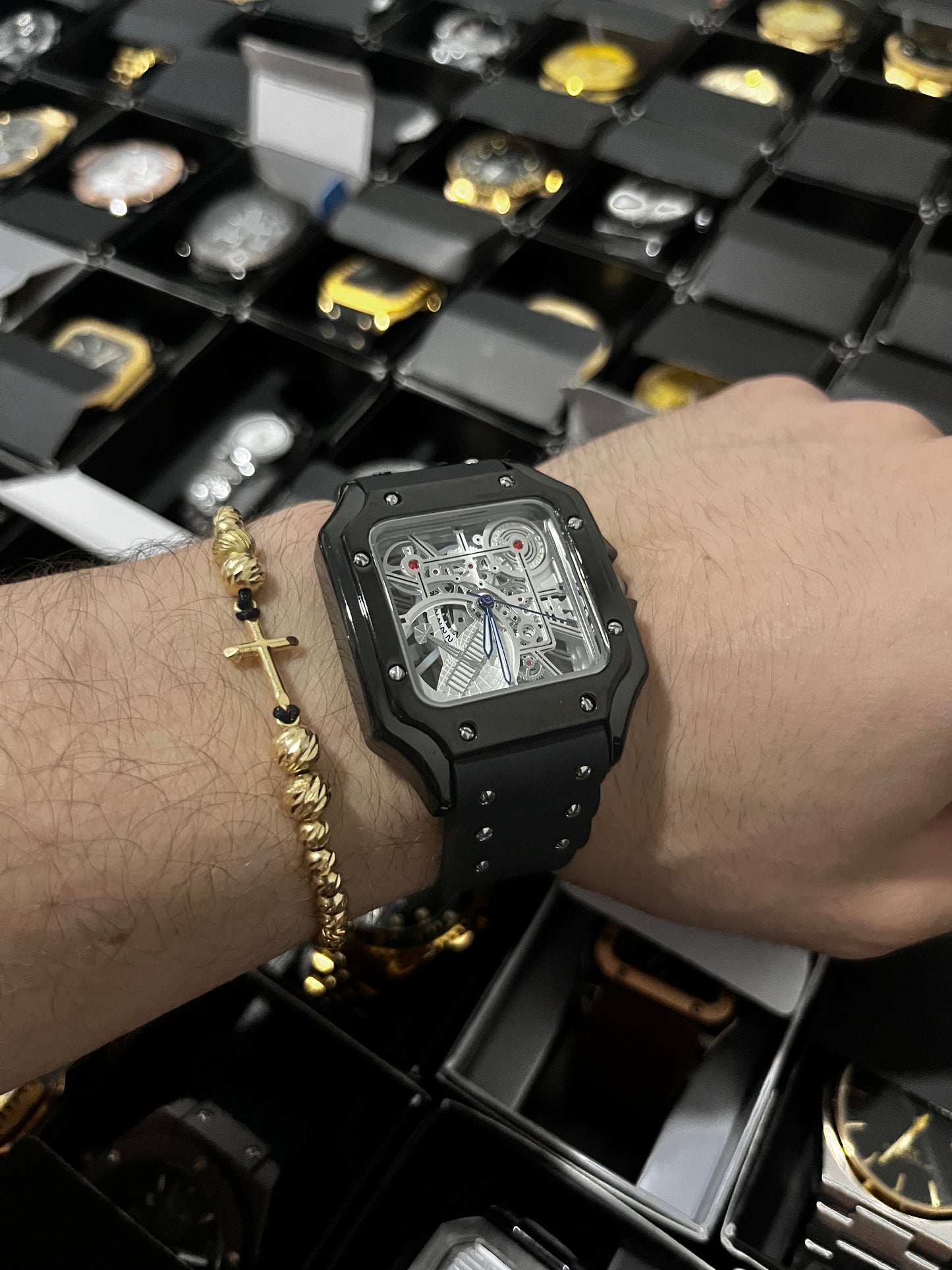 CRTR GOMA/NEGRO TABLERO/SKELETON/BLANCO BISEL/NEGRO