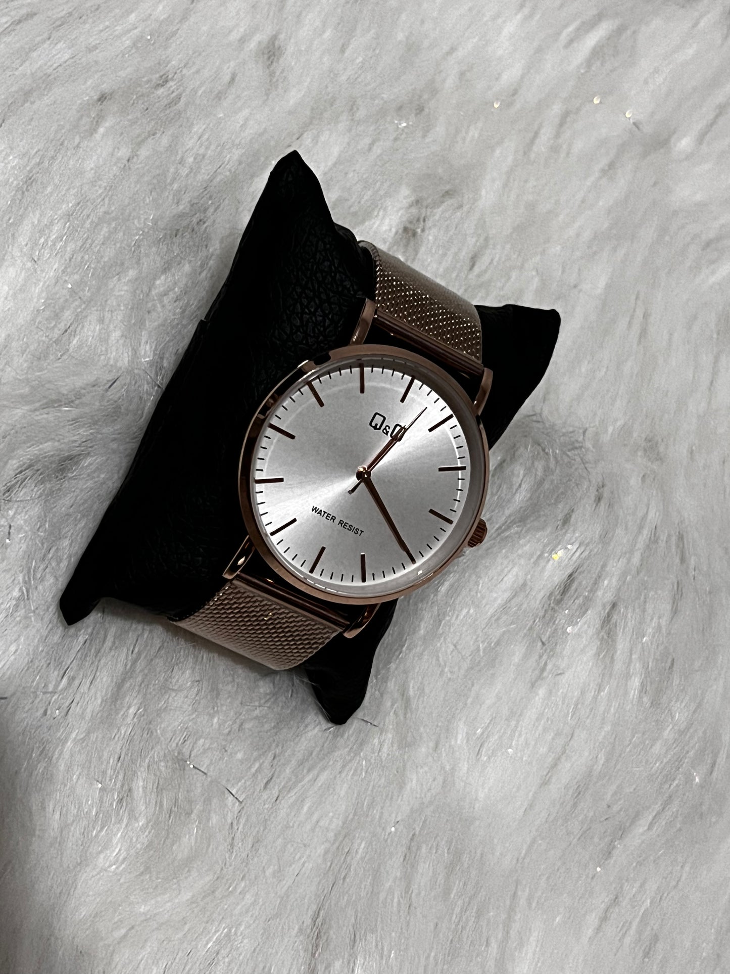 Q&Q ACERO/PALO ROSA/TRENZADO TABLERO/PLATEADO BISEL/PALO ROSA