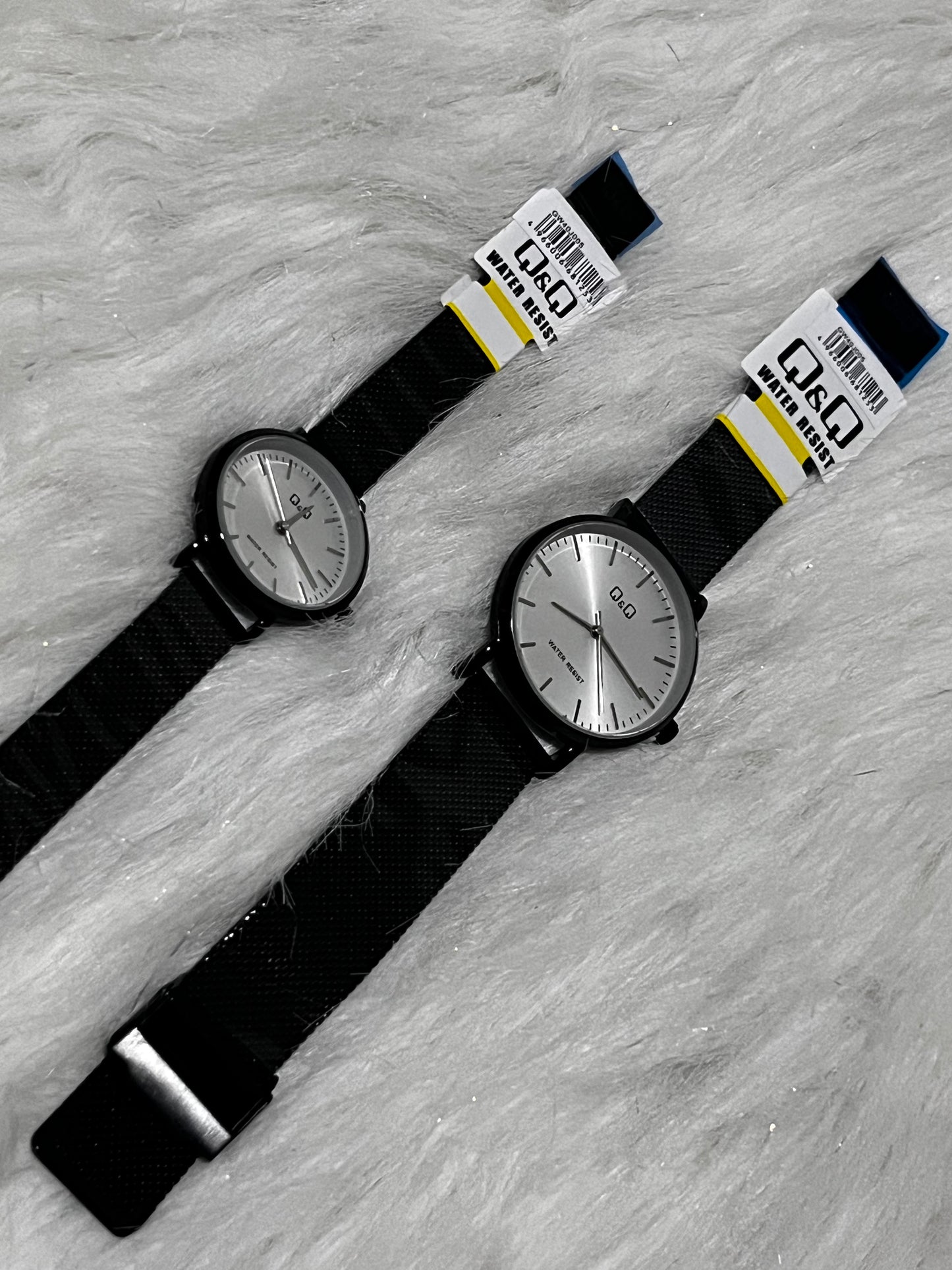 PAREJA Q&Q  ACERO/TRENZADO/NEGRO TABLERO/BLANCO BISEL/NEGRO