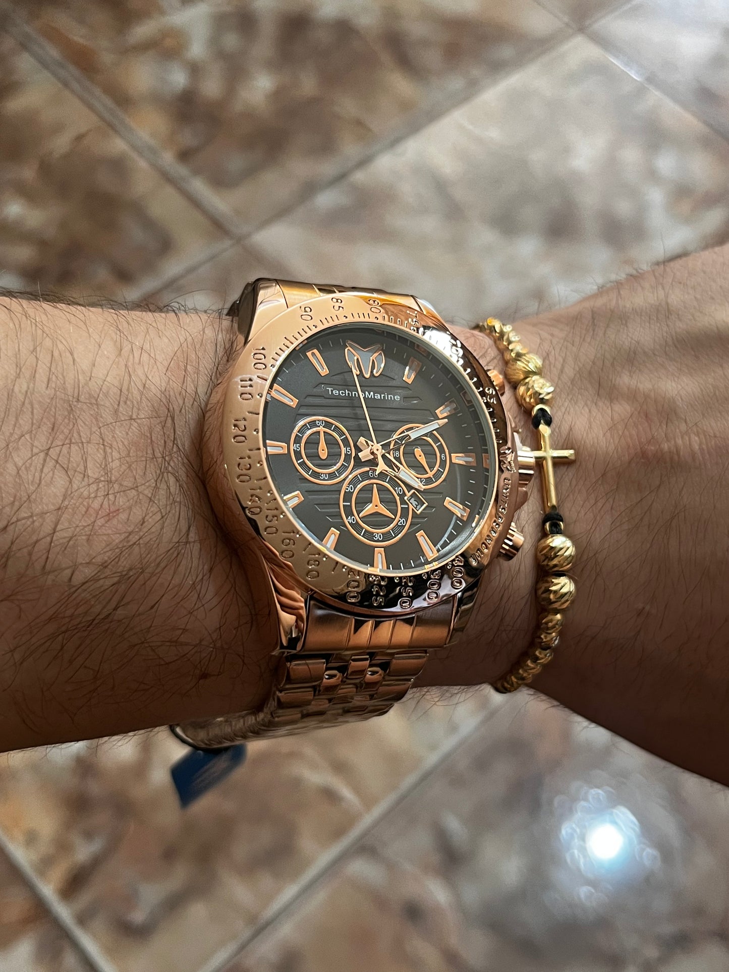 TECH M ACERO PALO ROSA TABLERO NEGRO/3 CRONOS BISEL PALO ROSA