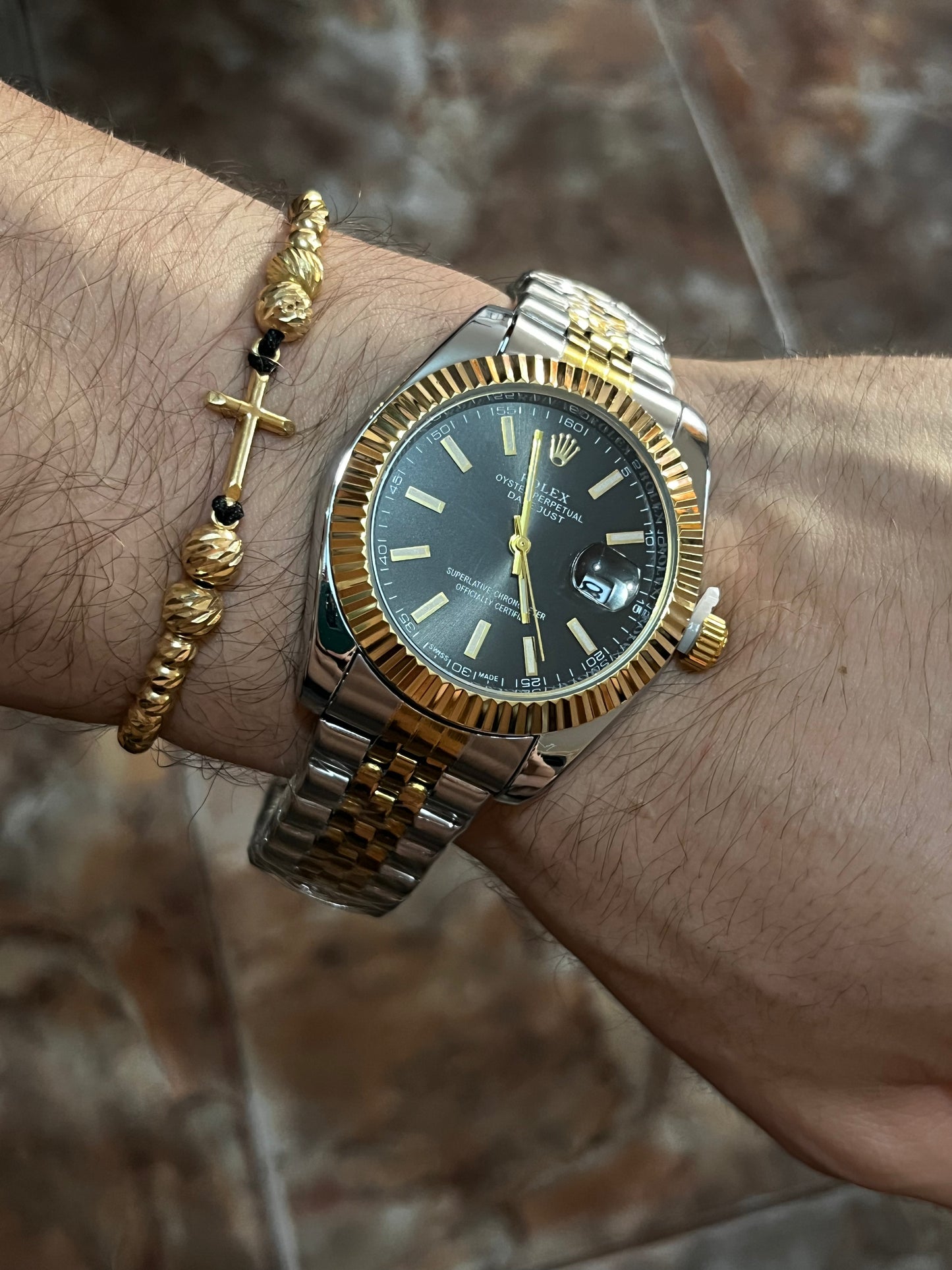 RX DTS ACERO/BICOLOR/TRENZADO TABLERO/NEGRO BISEL DORADO