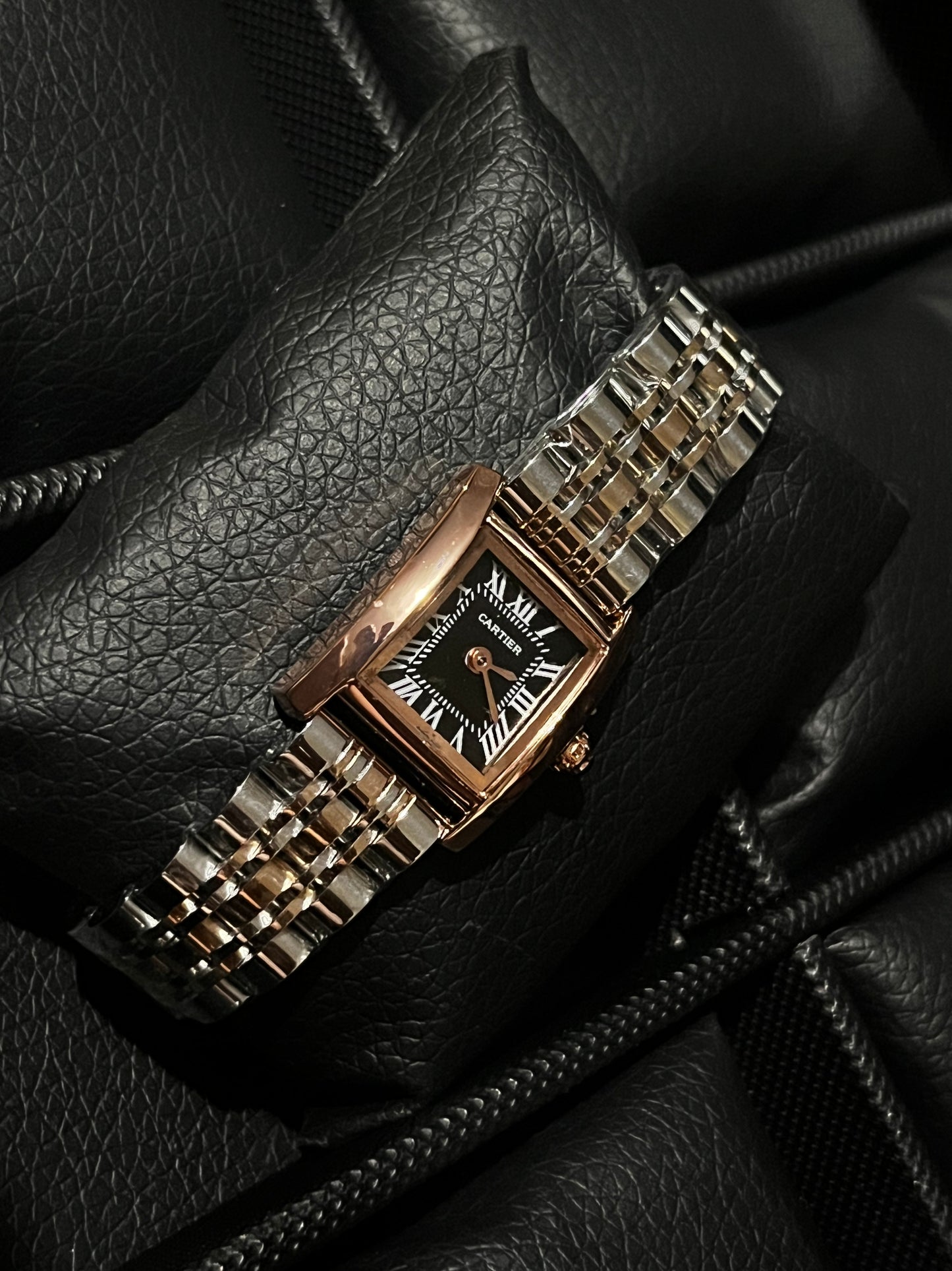 CRTR DAMA ACERO/TRENZADO/BICOLOR TABLERO/NEGRO BISEL/PALO ROSA