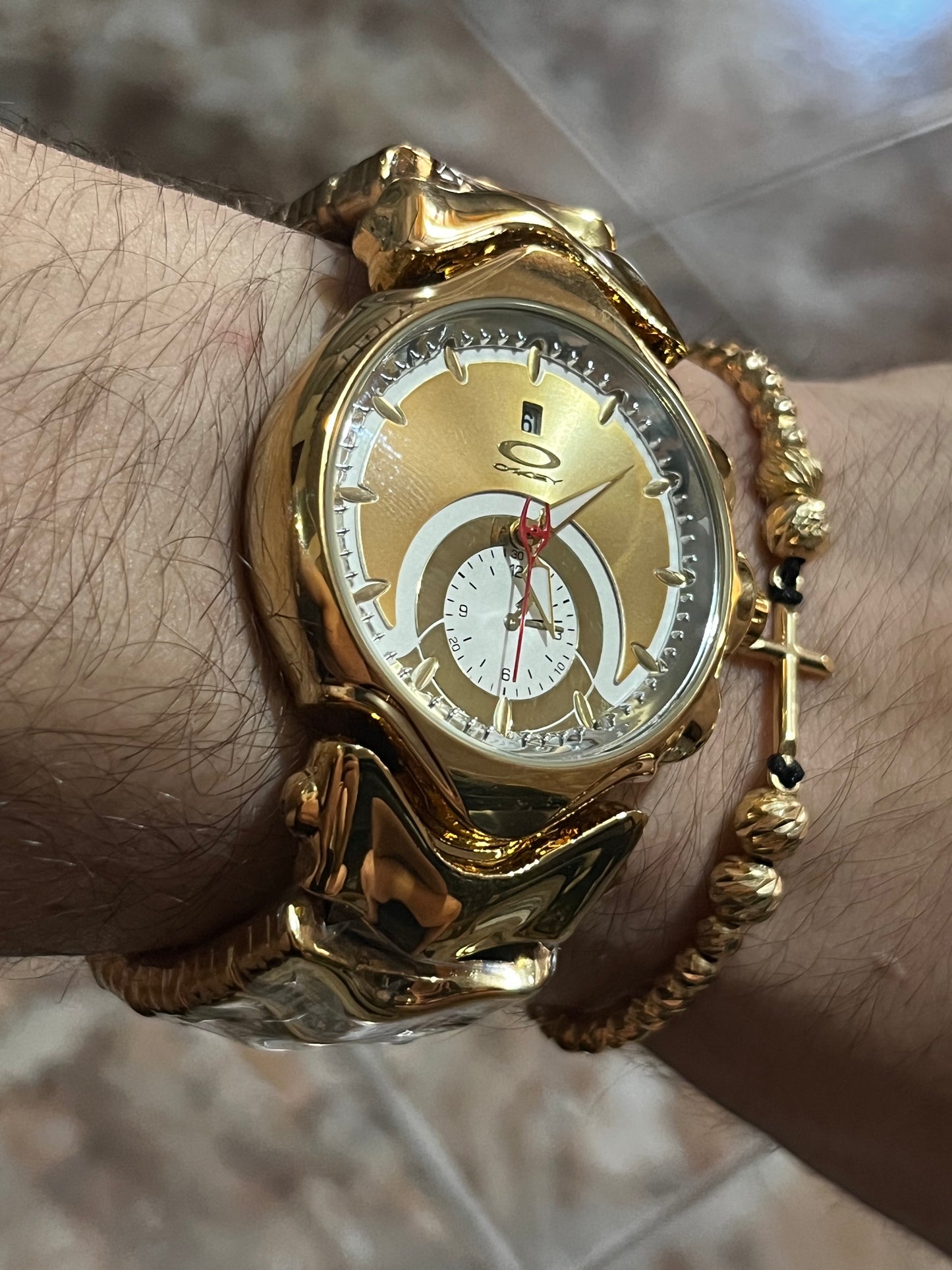 OAK ACERO/DORADO TABLERO DORADO/BLANCO BISEL DORADO