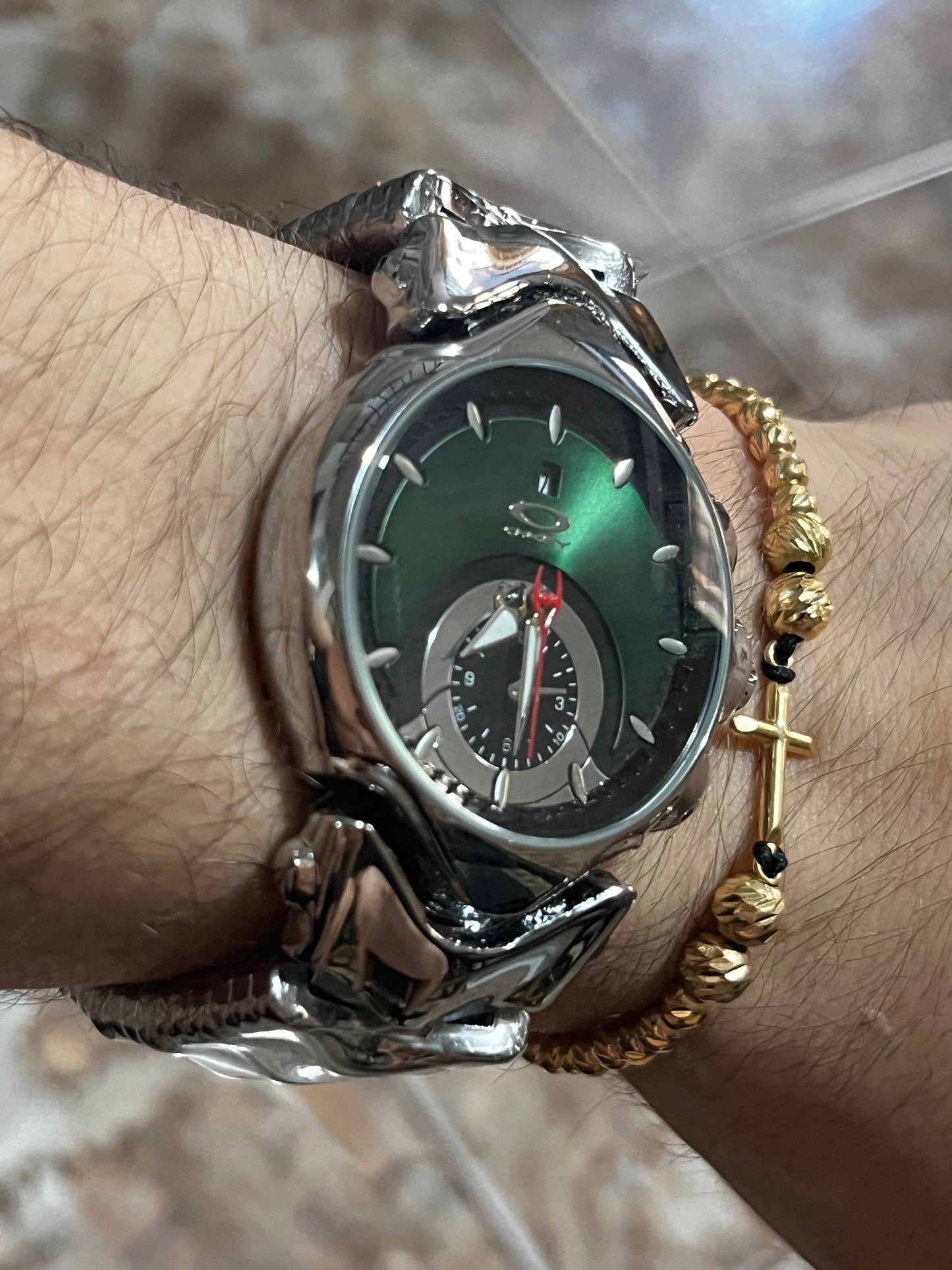 OAK ACERO/PLATEADO TABLERO VERDE BISEL PLATEADO