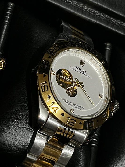 RX AUTOMATICO ACERO/BICOLOR BISEL/DORADO TABLERO/BLANCO