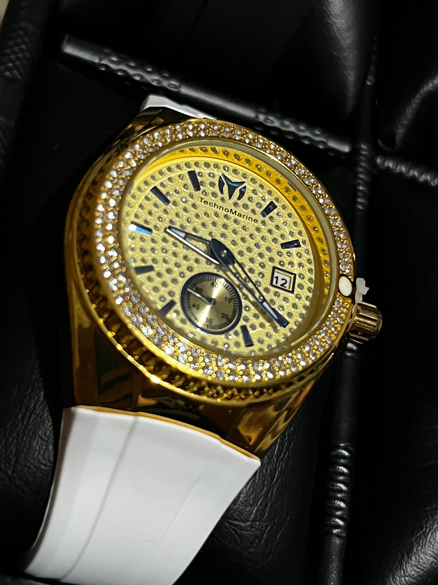 TECH. M DAMA GOMA BLANCO TABLERO DORADO BISEL DORADO/CUBANO