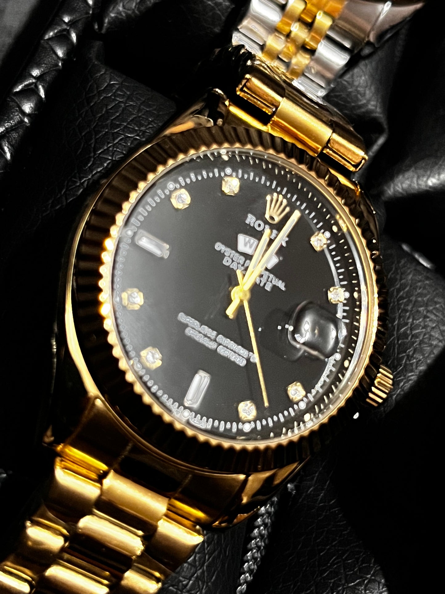 RX DAYDATE ACERO DORADO BISEL DORADO TABLERO NEGRO