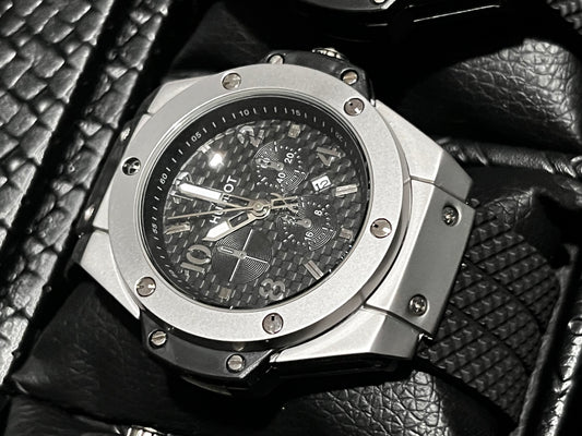 HBLT GOMA NEGRO BISEL PLATEADO