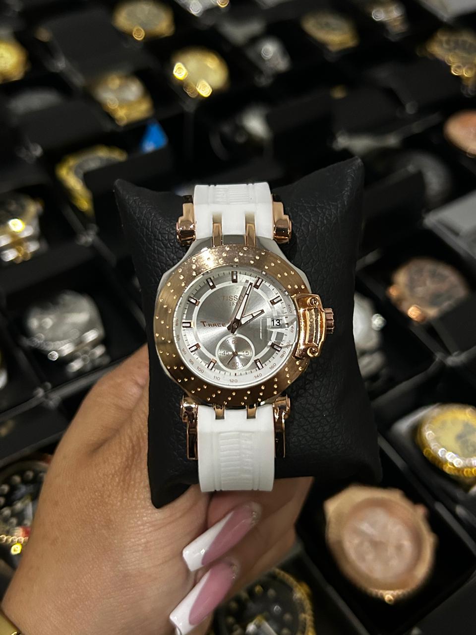 TSST DAMA GOMA BLANCO TABLERO PLATEADO BISEL DORADO