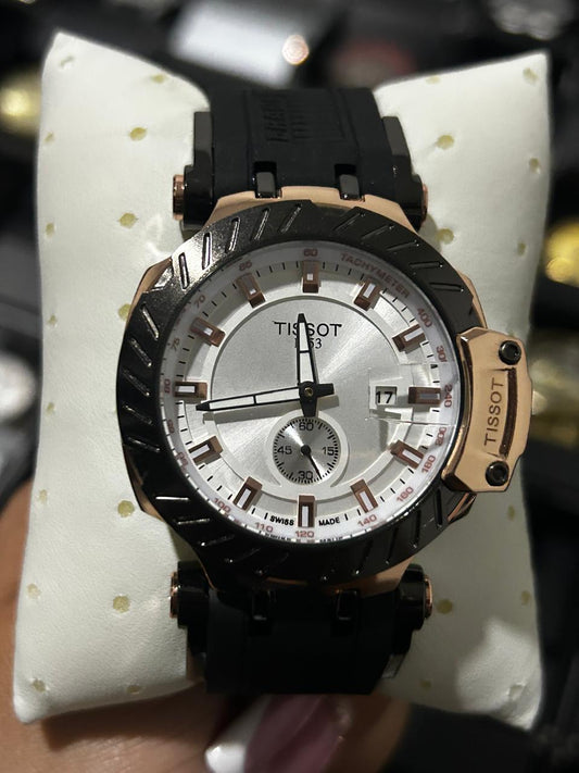 TSST GOMA NEGRO TABLERO PLATEADO BISEL NEGRO